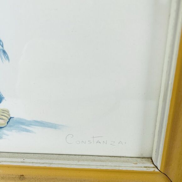 VTG Framed Prints Constanza Bedtime Children Saying Prayers Boy Girl Pair MCM - Picture 7 of 7
